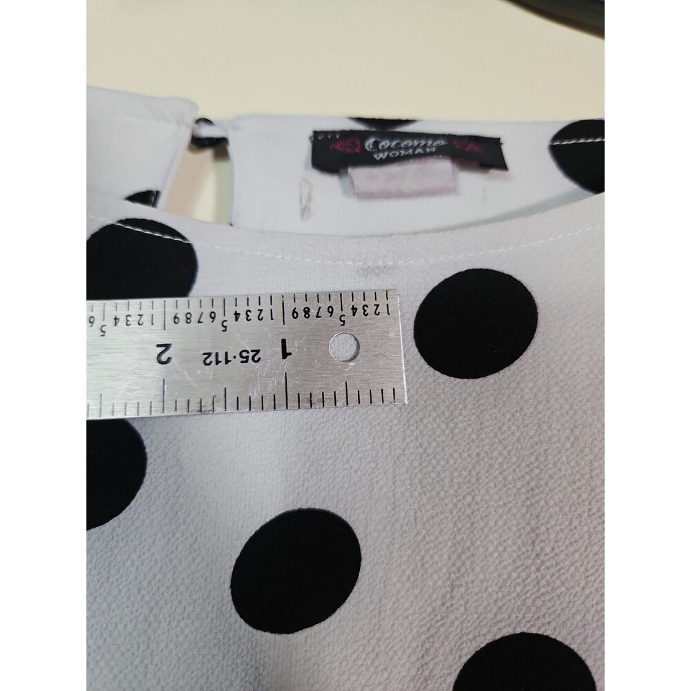 Cocomo Women Plus Size 2x Polka Dot Classy Black White Long Sleeve Dress Knee L - Picture 5 of 11